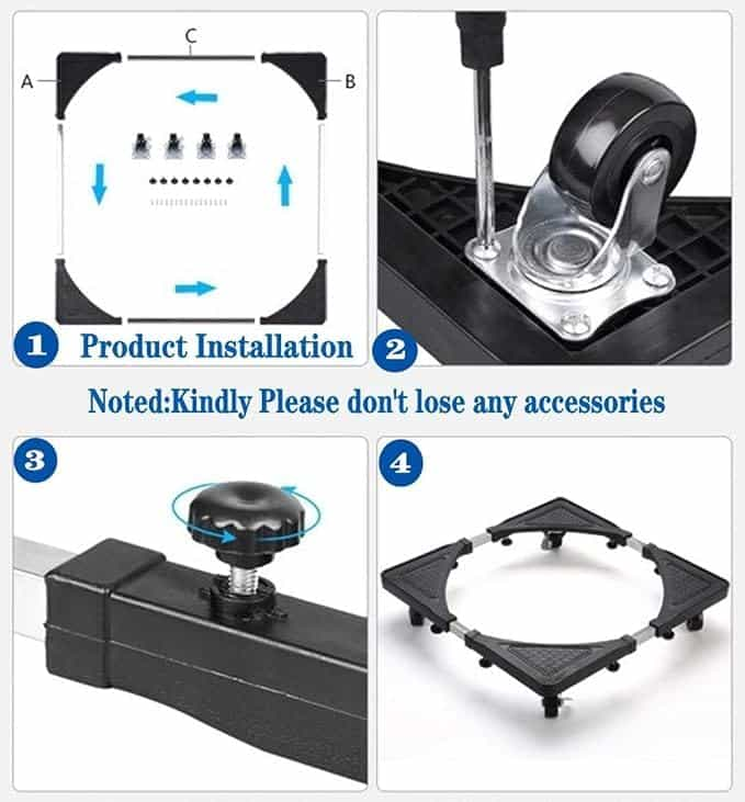 Movable Base Size Adjustable Washing Machine Base